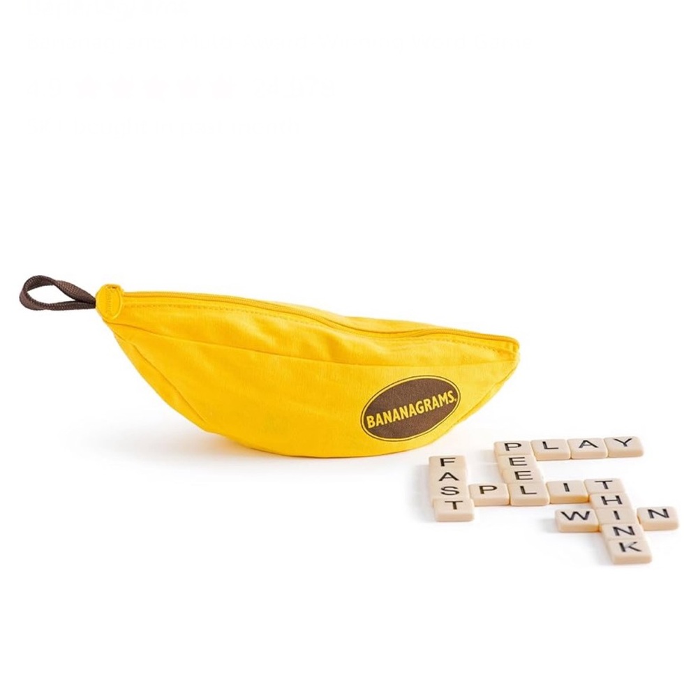BANANAGRAMS anagram game in canvas banana zipper carry case play anywhere